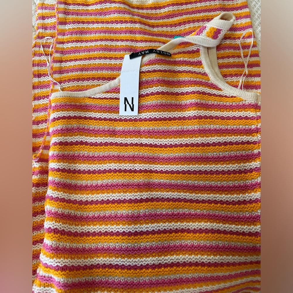 Noisy may Striped Maxi Dress - Pink, Yellow, White